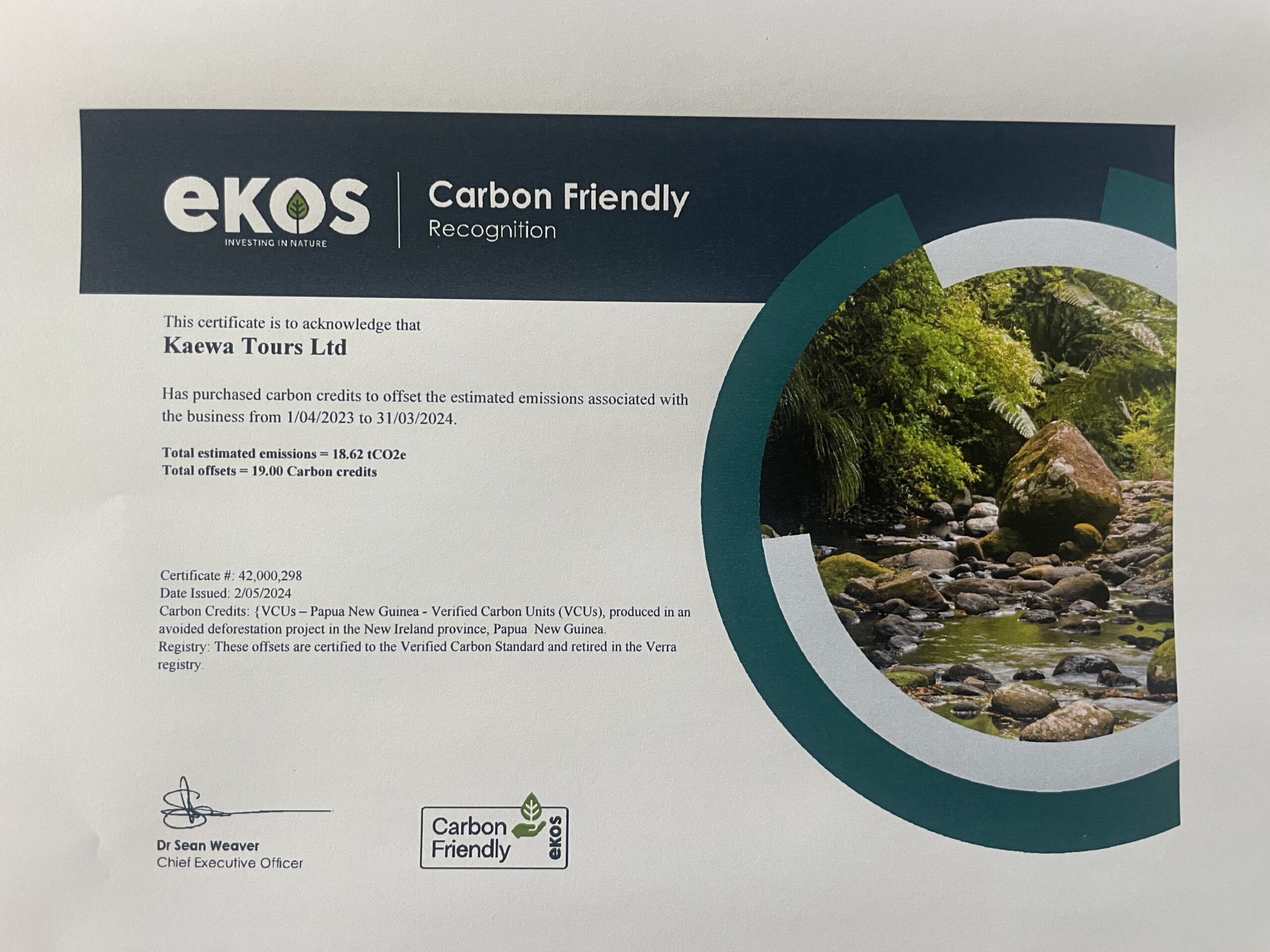 Kaewa Tours - a Carbon Friendly Business